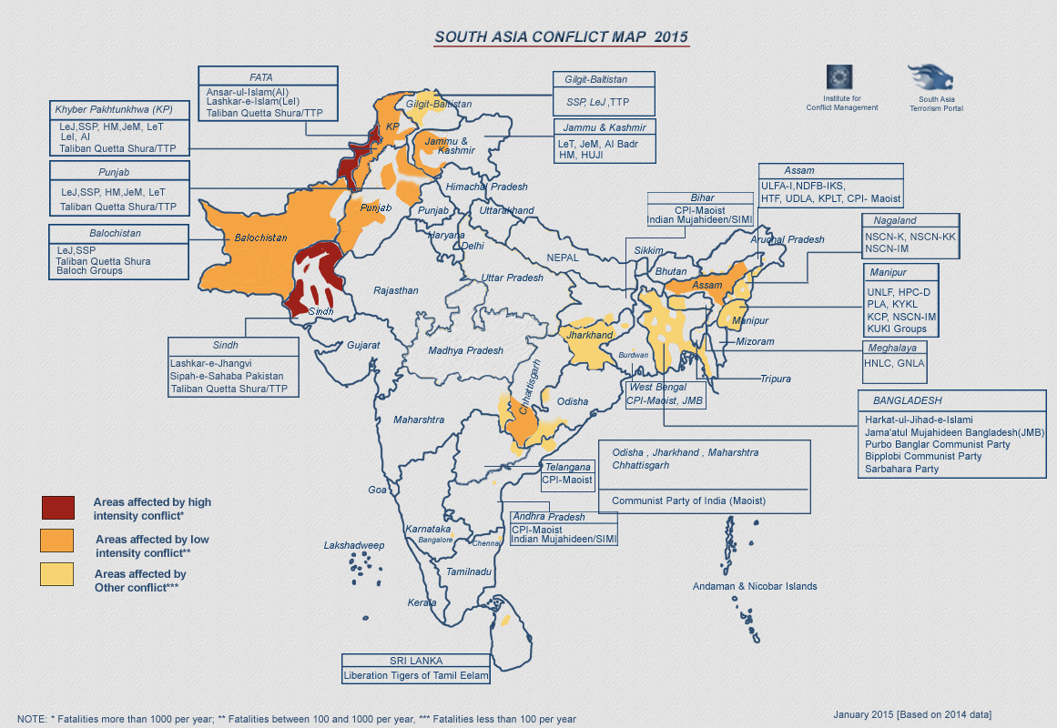 South Asia Conflict Map 2014 